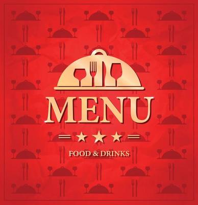 Food and drinks vintage red menu card