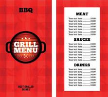 Grill menu card on a red tablecloth background vector