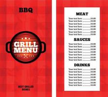 Grill menu card on a red tablecloth background vector