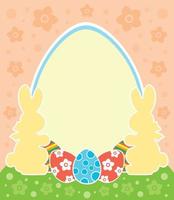 Easter background card with bunny and eggs vector