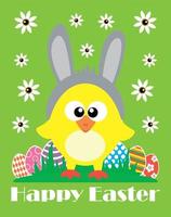 Happy Easter card , funny chicken vector