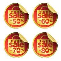 Easter gold sale stickers 50,60,70,80 with egg in the grass and rabbit vector