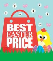 mejor Pascua de Resurrección precio tarjeta, gracioso pollo .vector ilustración vector