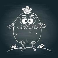 Chalkboard background with funny chicken vector