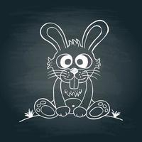 Chalkboard background with funny rabbit vector