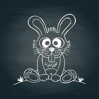 Chalkboard background with funny rabbit vector