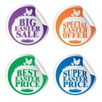 Easter stickers big sale,special offer,best price,super price with chicken colorful vector