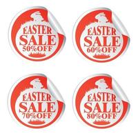 Easter sale stickers 50,60,70,80 with rabbit vector