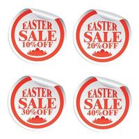 Easter sale stickers 10,20,30,40 with eggs in the grass vector