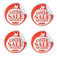 Easter sale stickers 50,60,70,80 with chicken vector