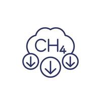 methane, CH4 emissions reduction line icon vector