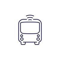 autonomous shuttle bus icon, driverless transport line vector