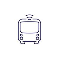 autonomous shuttle bus icon, driverless transport line vector