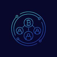 bitcoin users line icon for web vector