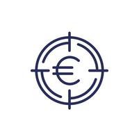 atención en dinero línea icono con euro vector