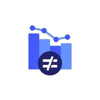 Reduced inequality icon with a graph vector