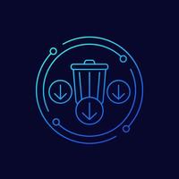 Reduce waste line vector icon with a trash bin