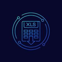 xls icono, descargar documento lineal vector