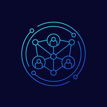 holocracia línea icono para web vector