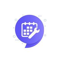 maintenance schedule icon with calendar and wrench, vector