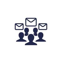 correos electrónicos y personas icono en blanco vector