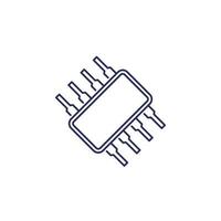 semiconductor line icon on white vector