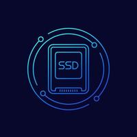 ssd drive icon, linear design vector