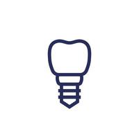 dental implant line icon on white vector
