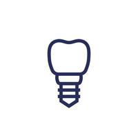 dental implant line icon on white vector