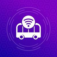 autonomous shuttle bus icon, vector