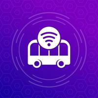 autonomous shuttle bus icon, vector