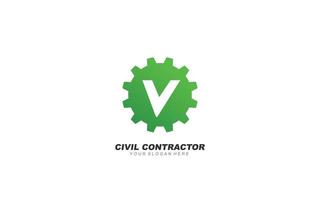 V Engineering logo design inspiration. Vector letter template design for brand.