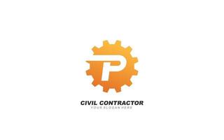 P Engineering logo design inspiration. Vector letter template design for brand.