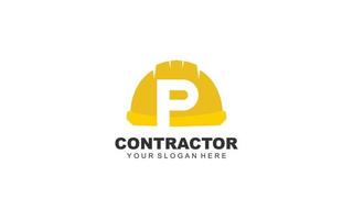 P CONSTRUCTION logo design inspiration. Vector letter template design for brand.