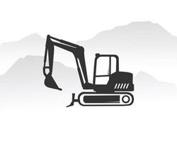 Excavator logo template vector. Heavy equipment logo vector for construction company. Creative excavator illustration for logo template.