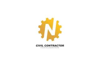 N Engineering logo design inspiration. Vector letter template design for brand.