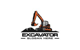 Excavator logo template vector. Heavy equipment logo vector for construction company. Creative excavator illustration for logo template.