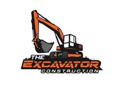 Excavator logo template vector. Heavy equipment logo vector for construction company. Creative excavator illustration for logo template.