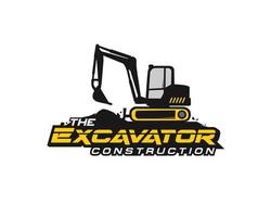 Excavator logo template vector. Heavy equipment logo vector for construction company. Creative excavator illustration for logo template.