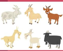 dibujos animados contento cabras granja animal caracteres conjunto vector