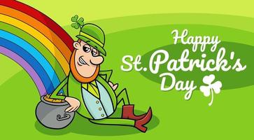 Saint Patrick Day design with cartoon Leprechaun with gold vector