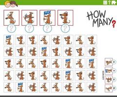 how many cartoon dogs characters counting game vector