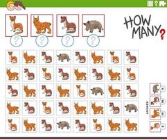 how many cartoon animal characters counting game vector