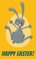 happy cartoon Easter bunny greeting card design vector