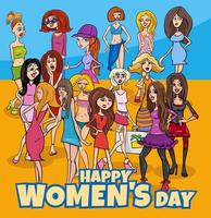 Women's Day design with cartoon women characters vector