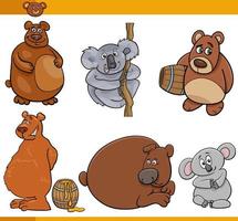 cartoon funny bears animal comic characters set vector