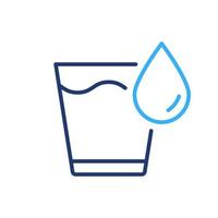 Glassful of Clean Water Icon. Glass of Water with Drop Color Line Icon. Drinking Glass Outline Pictogram. Editable stroke. Vector illustration.