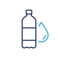 Water Bottle with Drop Colorful Line Icon. Plastic Bottle for Mineral Water, Beverage, Juice and Soda Color Linear Icon. Editable Stroke. Isolated Vector Illustration.