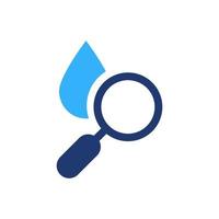 Research Water Quality Silhouette Icon. Magnifying Glass with Drop Water Color Pictogram. Laboratory Microbiology Test for Bacteria. Analysis Quality of Liquid. Vector Isolated Illustration.