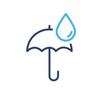 icono de línea de paraguas. pictograma lineal de color de concepto de lluvia. paraguas protector del icono del contorno de la lluvia. trazo editable. ilustración vectorial aislada. vector